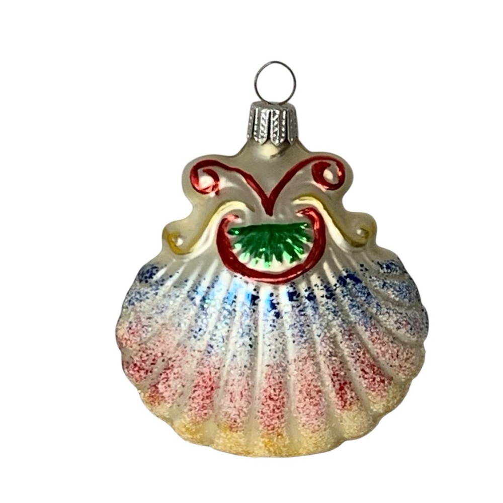 Festive German Seashell blown glass‎ Ornament. - Picture 2 of 4